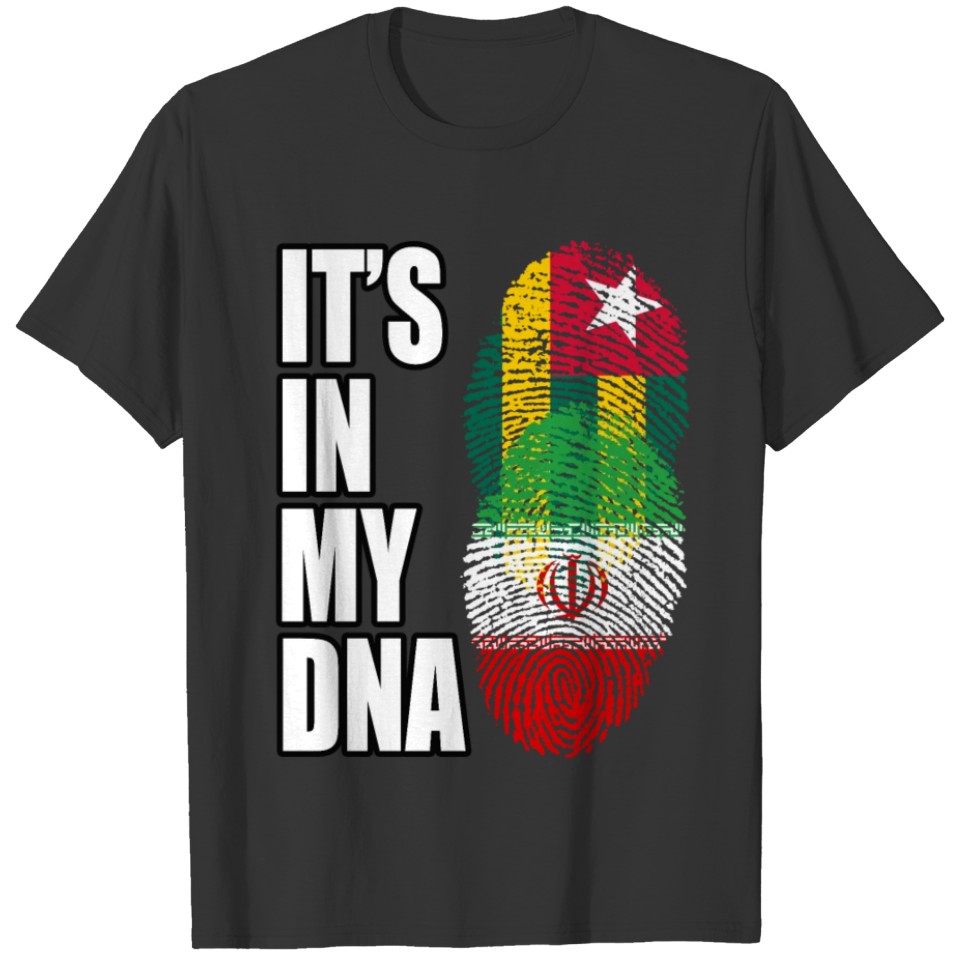 Togolese And Iranian Mix Heritage DNA Flag T-shirt