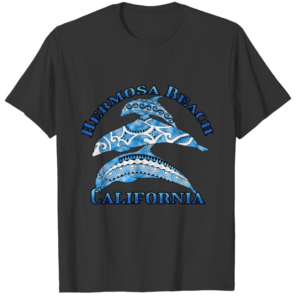 Hermosa Beach California Vacation Tribal Dolphins T-shirt