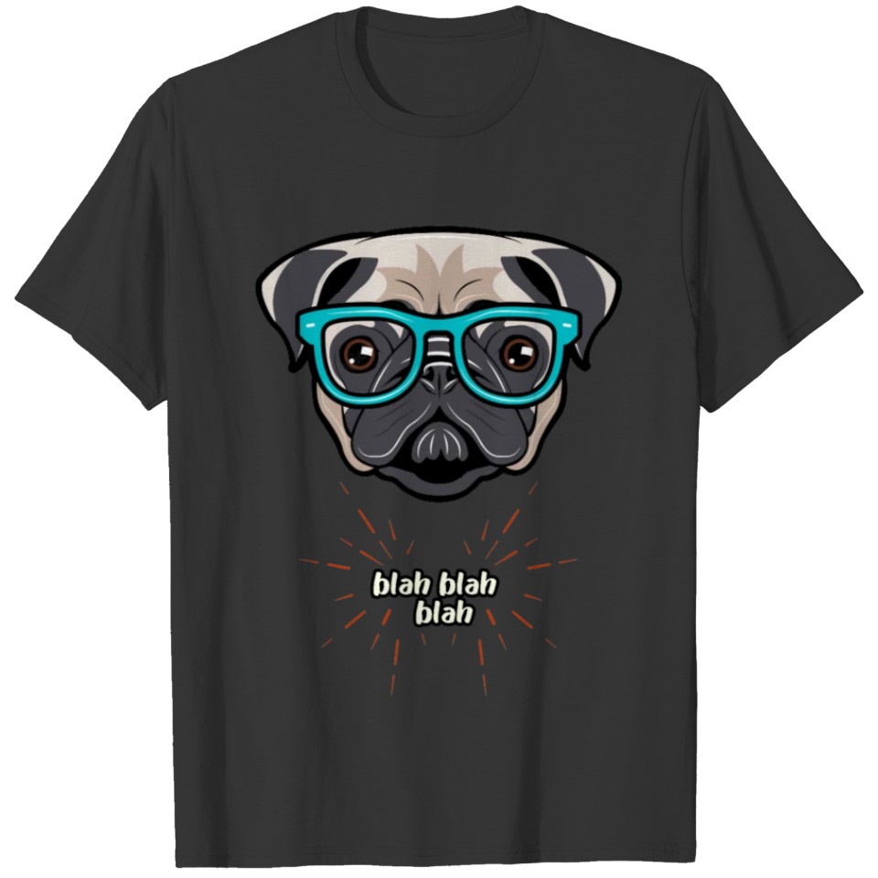 Cute portrait of nerdy Pug dog T-shirt