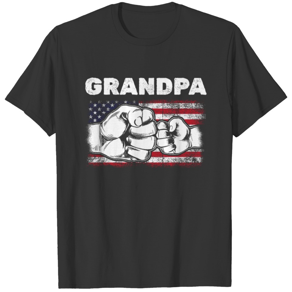 US Flag Grandpa & Grandson Fist Bump Grandpa T-shirt