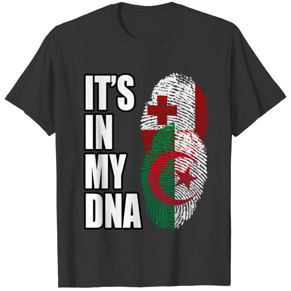 Tongan And Algerian Mix Heritage DNA Flag T-shirt