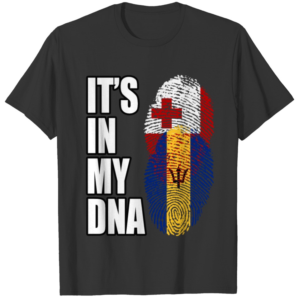 Tongan And Barbadian Mix Heritage DNA Flag T-shirt
