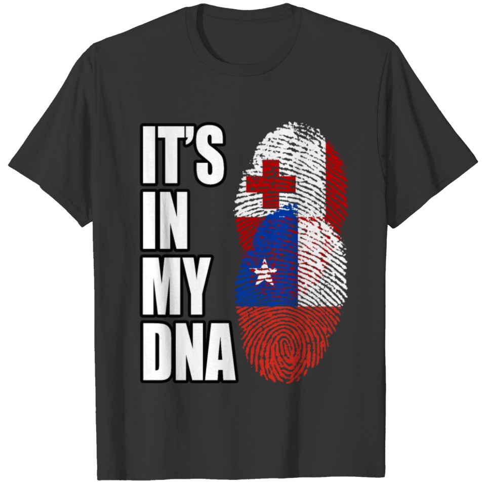Tongan And Chilean Mix Heritage DNA Flag T-shirt