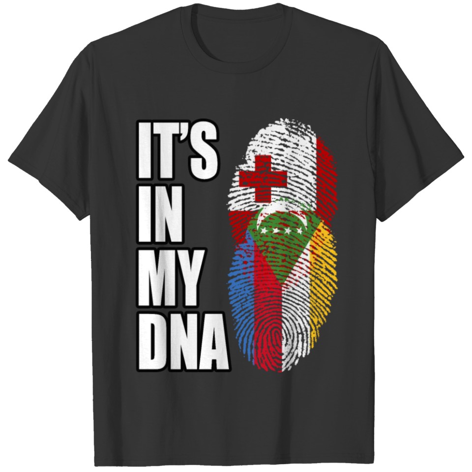 Tongan And Comoran Mix Heritage DNA Flag T-shirt