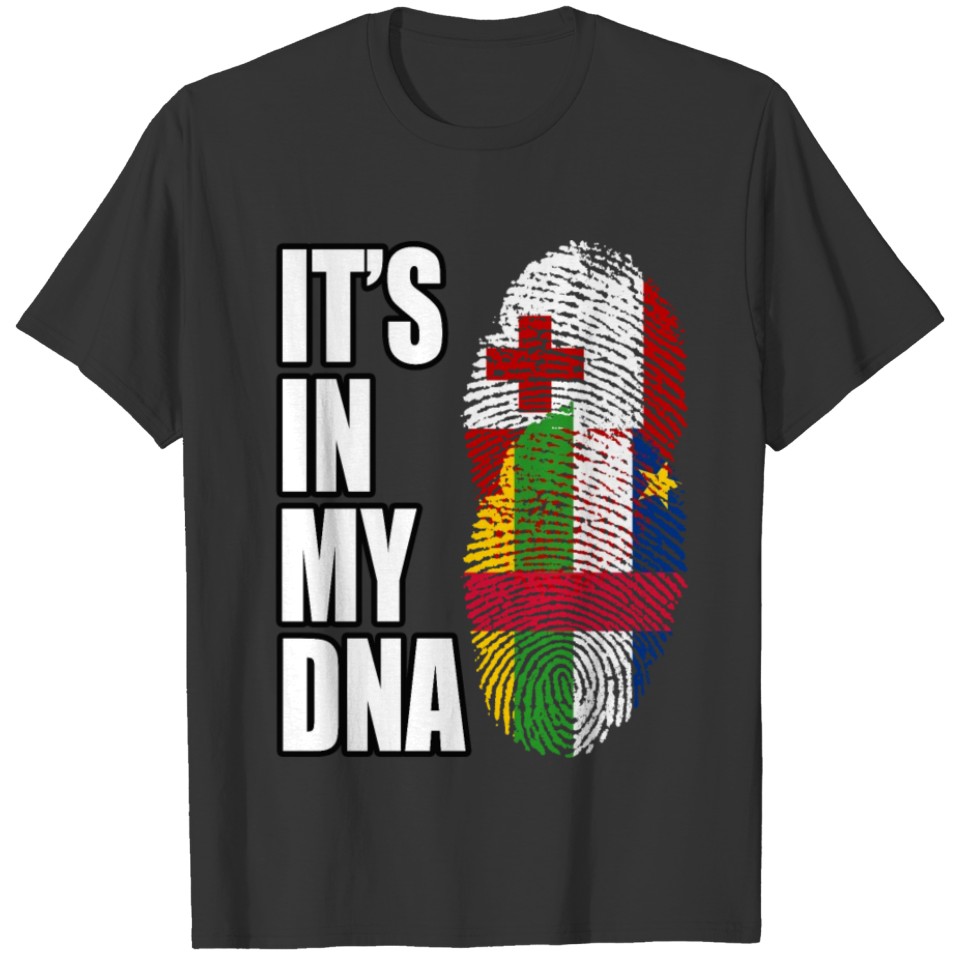 Tongan And Central African Mix Heritage DNA Flag T-shirt