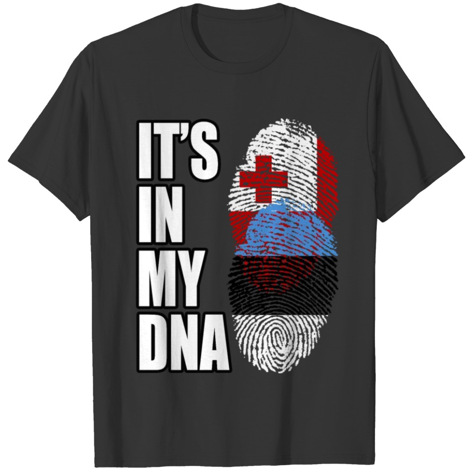 Tongan And Estonian Mix Heritage DNA Flag T-shirt