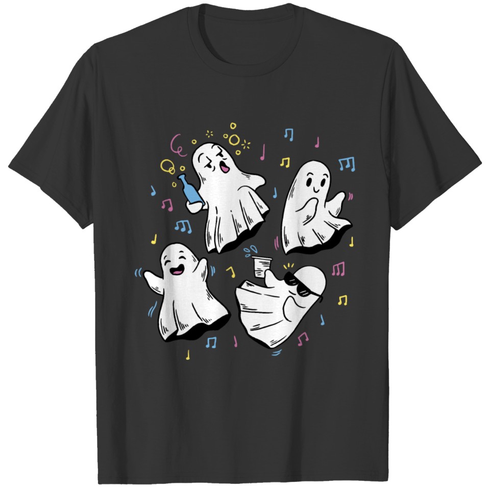 Drunk ghosts in party T-shirt