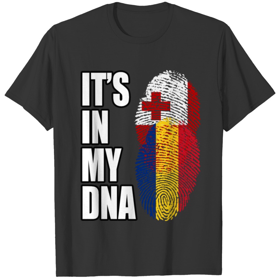 Tongan And Romanian Mix Heritage DNA Flag T-shirt