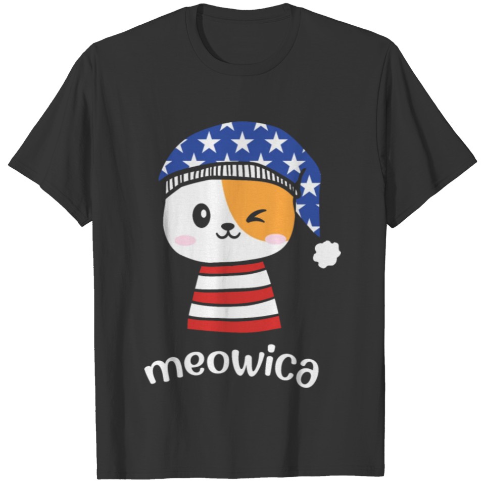 Meowica Gift , 4th of July Patriotic Cat American T-shirt
