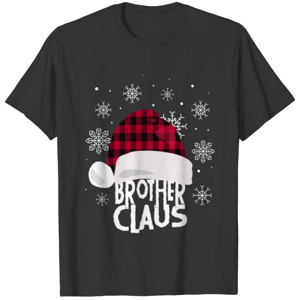 Brother Claus Christmas Buffalo Plaid Santa Hat T Shirts
