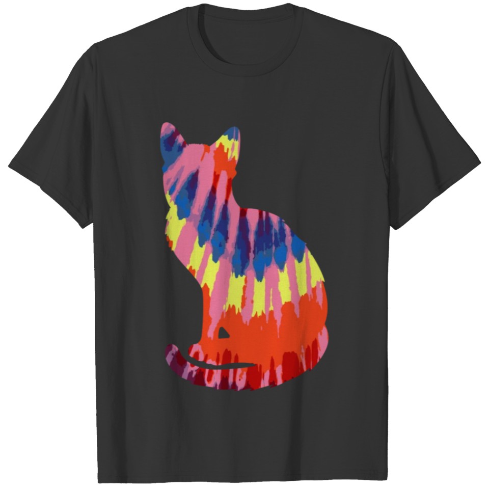Tie Dye Cat Kitty Graphic Bright Color T-shirt