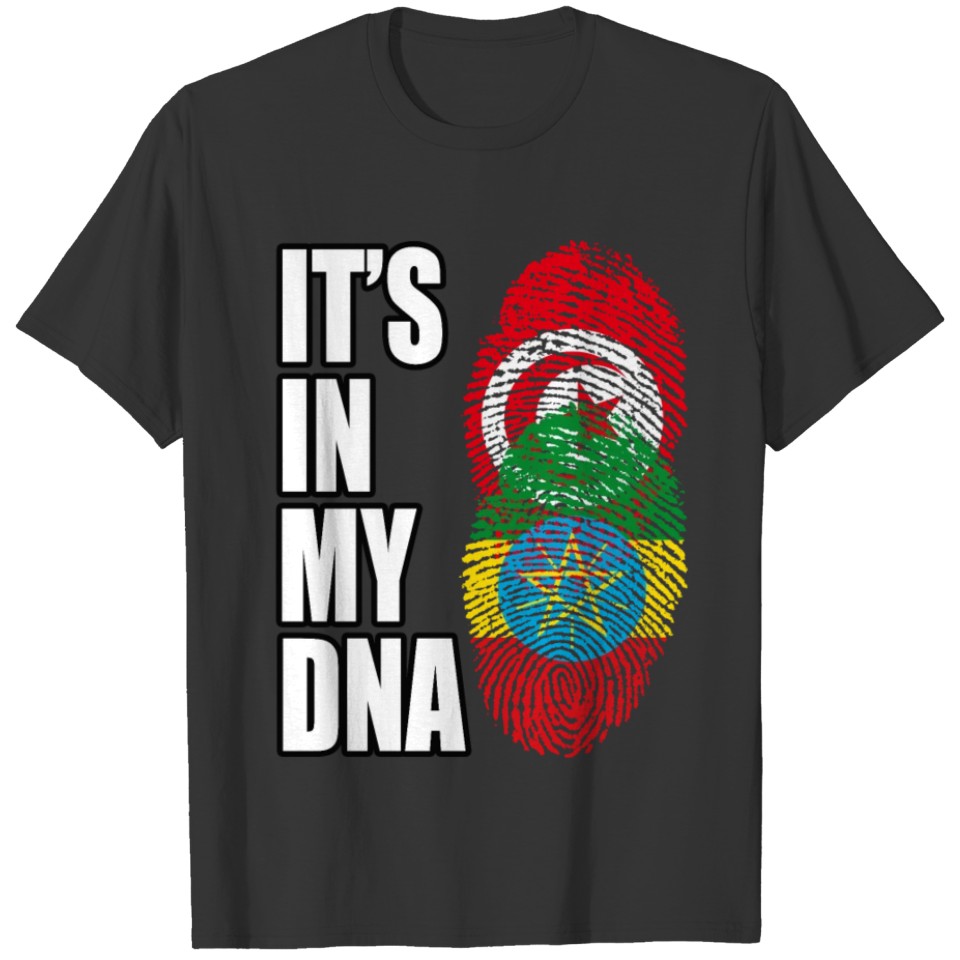 Tunisian And Ethiopian Mix Heritage DNA Flag T-shirt