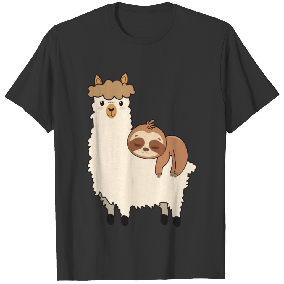Cute & Funny Sloth Riding Llama Animal Gift T Shirts