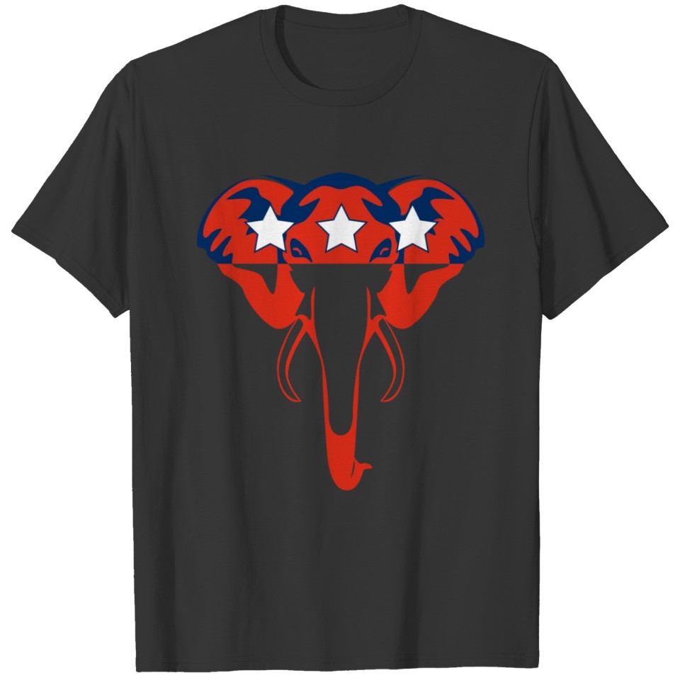 GOP Republican Elephant USA Red White Blue Stars T Shirts