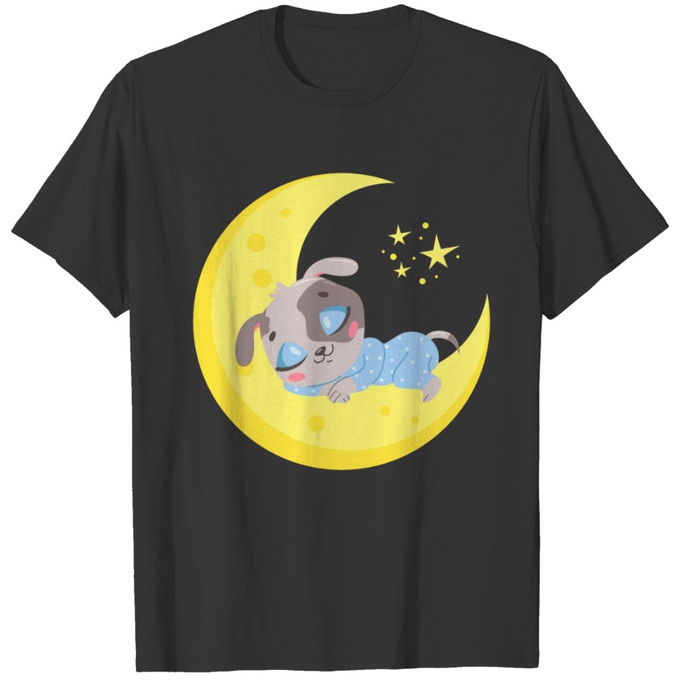 cute dog sleeping in the moon T Shirts
