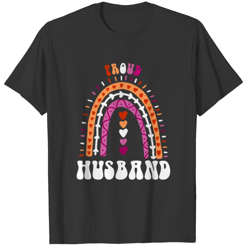 Proud Husband Lesbian Pride Boho Rainbow T Shirts