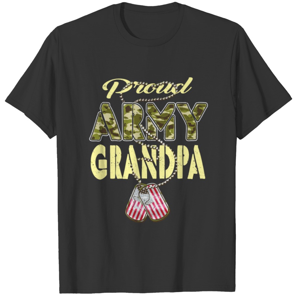 Proud Army Grandpa Camo Us Dog Tag Military Grandf T Shirts