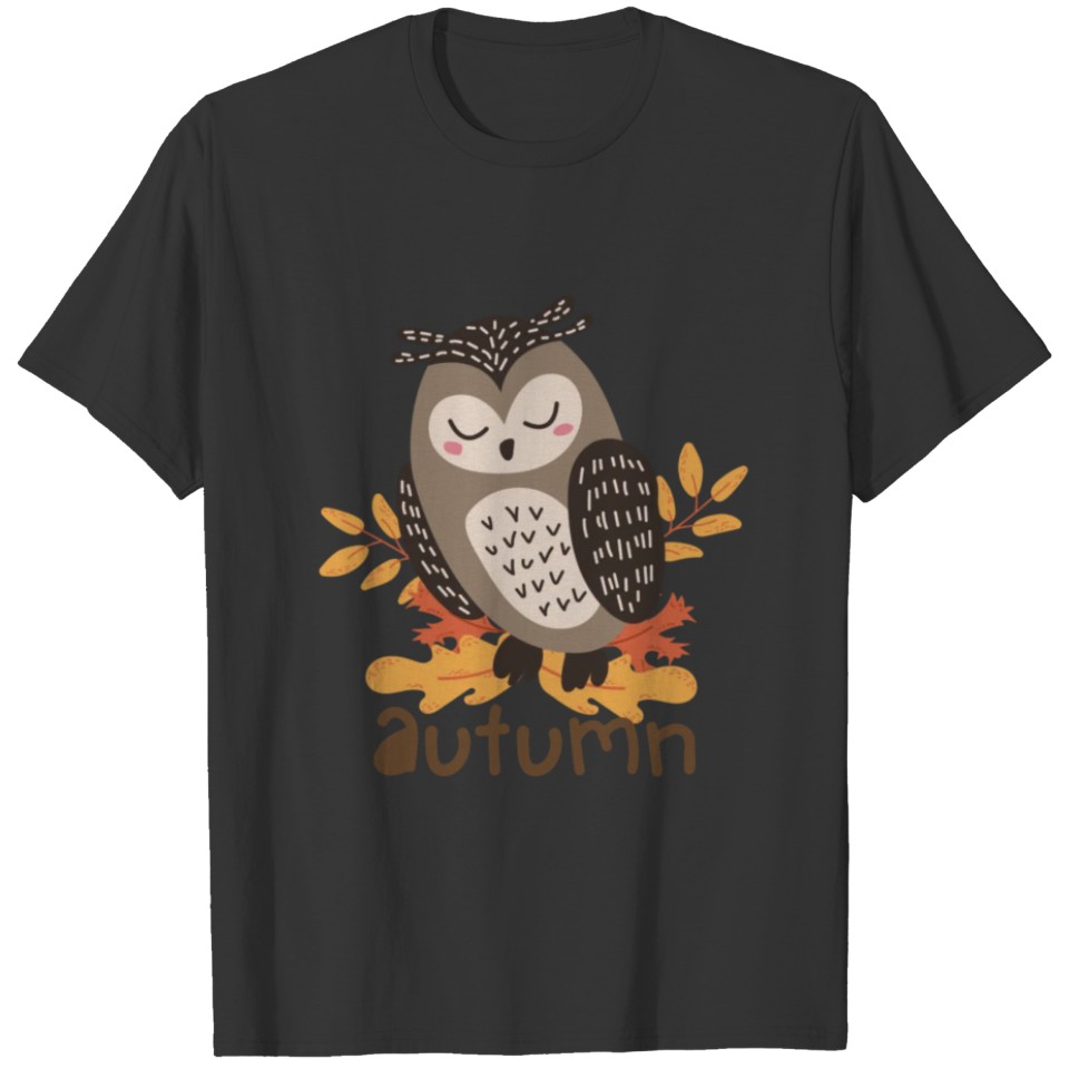Autumn Tree Orange Fall Leaves The Season owl T Shirts