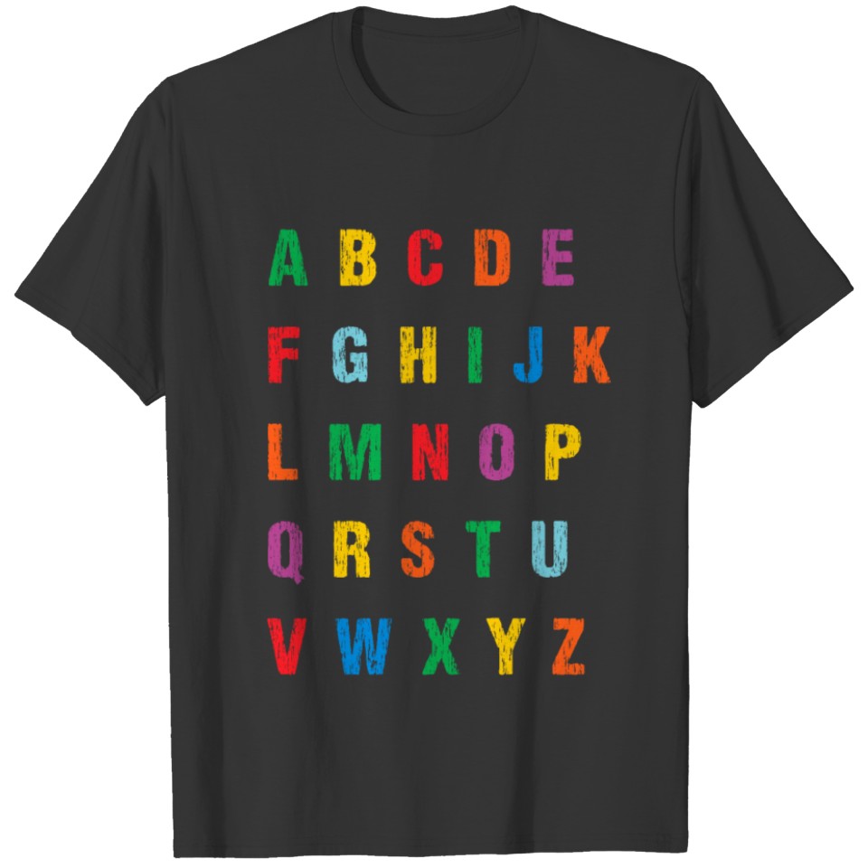 Colorful Uppercase Letters Alphabet learn ABCs boy T Shirts