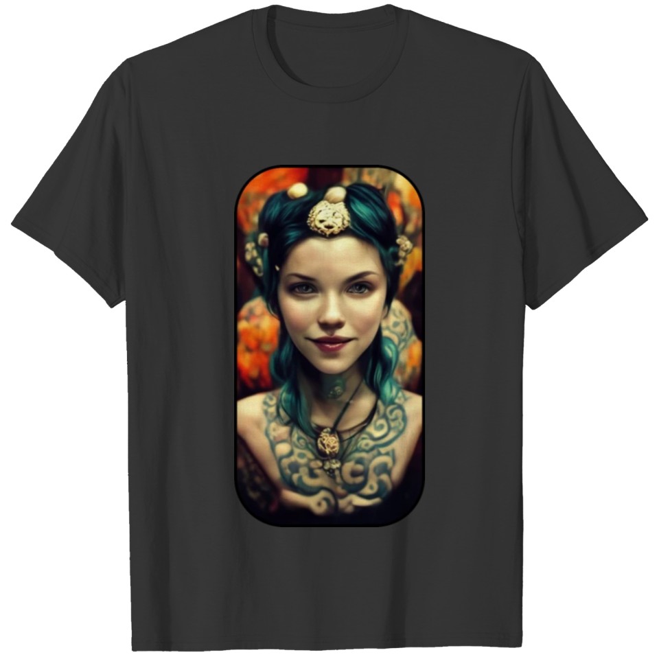 Tattoo Girl Portrait Steampunk T Shirts