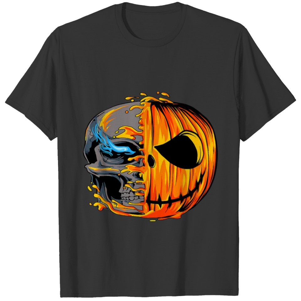 Halloween Pumpkin Skull Spooky Costume Creepy T Shirts