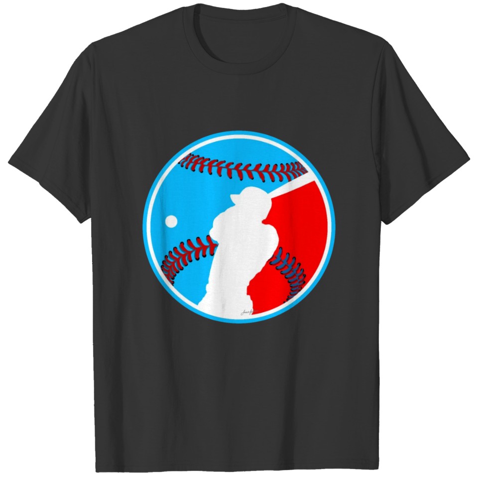 Pro Baseball Logo Lite Blue Red T Shirts