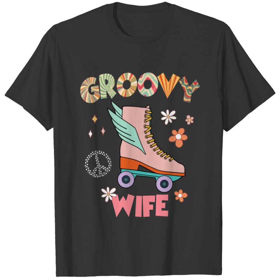 Groovy Wife Cute Roller Skate Proud Family Flower T Shirts