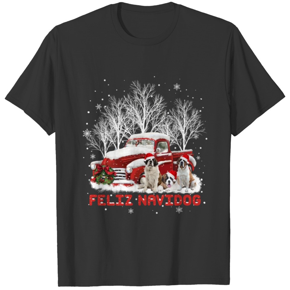 Feliz Navidog Saint Bernard Christmas Dog Lovers T Shirts
