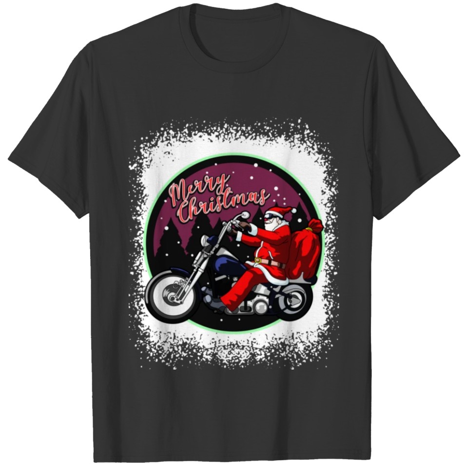 Santa On Motorcycle Merry Christmas Men Biker Ride T Shirts
