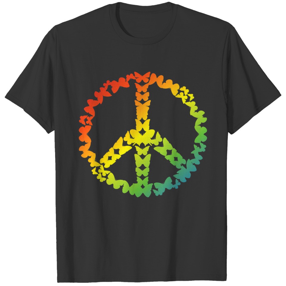 Vintage Butterflies Peace Sign Cool Hippie Men Wom T Shirts
