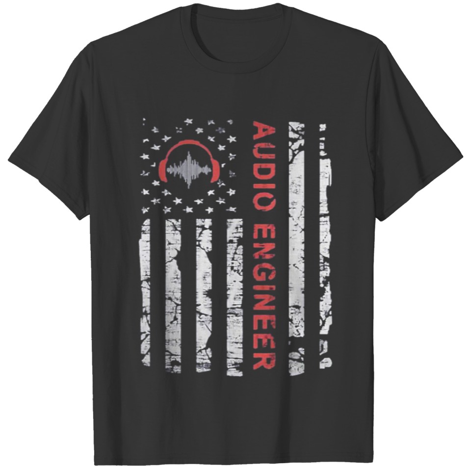 Vintage American USA Flag Audio Engineer T Shirts E