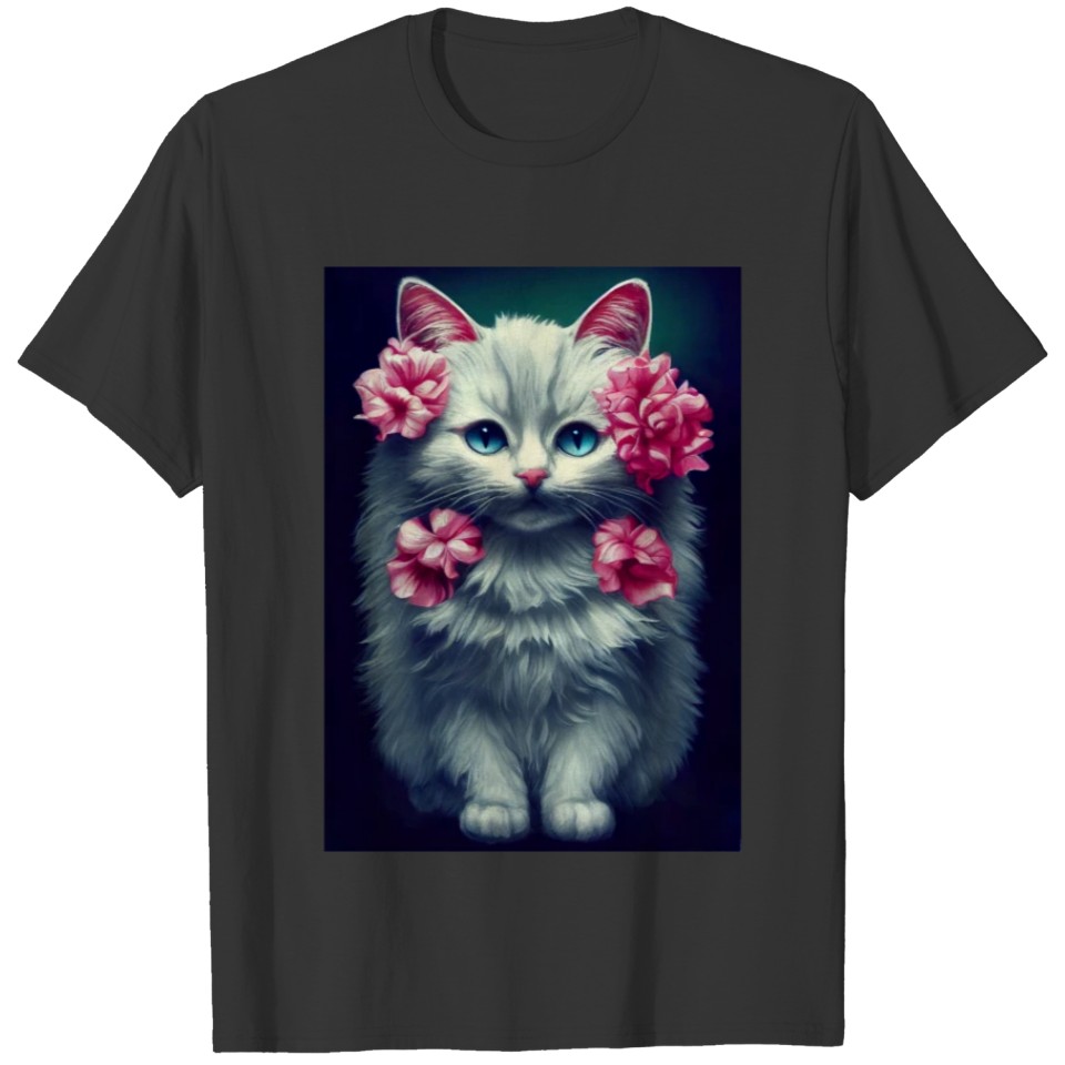 Flower White Cat T Shirts