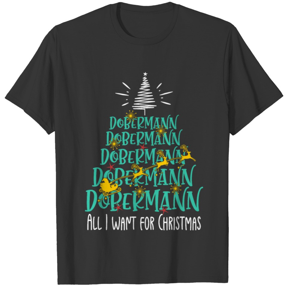Doberman Christmas Dog breed Christmas Tree T Shirts