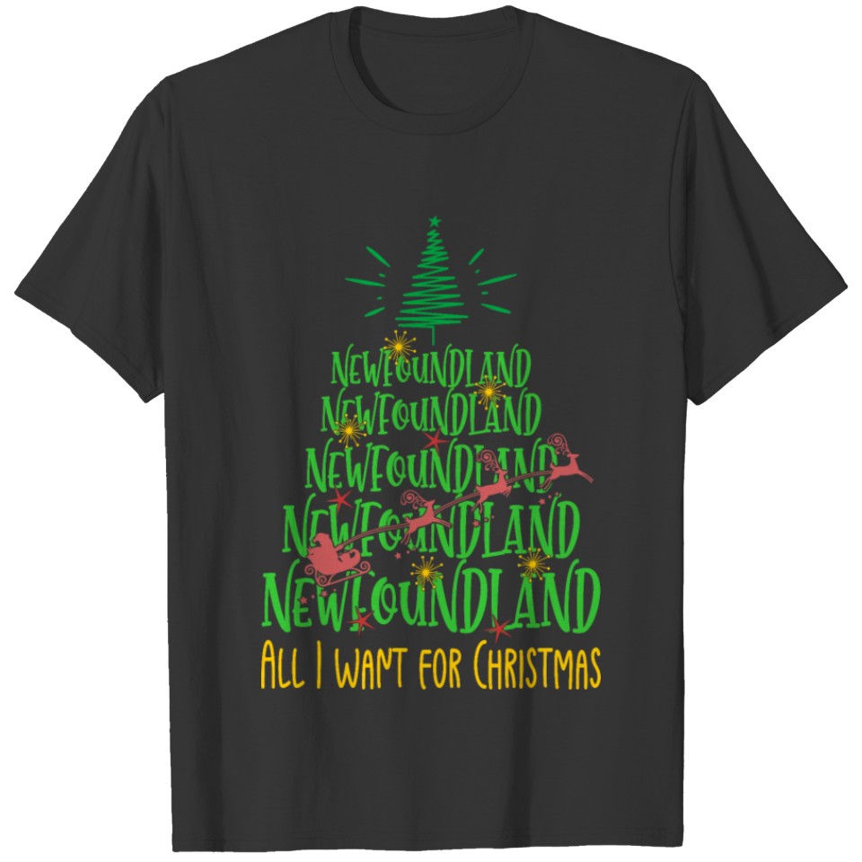Newfoundland Christmas Dog breed Christmas Tree T Shirts