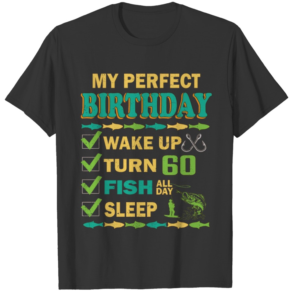 60th birthday gift for fishing lovers men T Shirts
