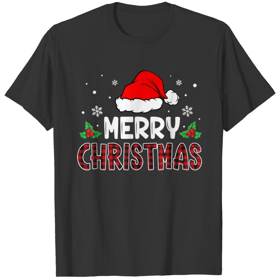 Merry Christmas Buffalo Red Plaid for Men Women T Shirts