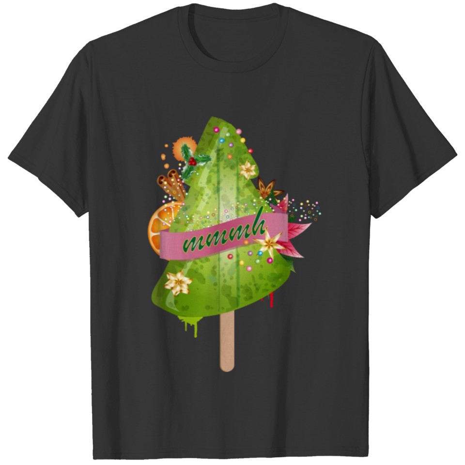 glowing Christmas tree ice cream and decoration T Shirts