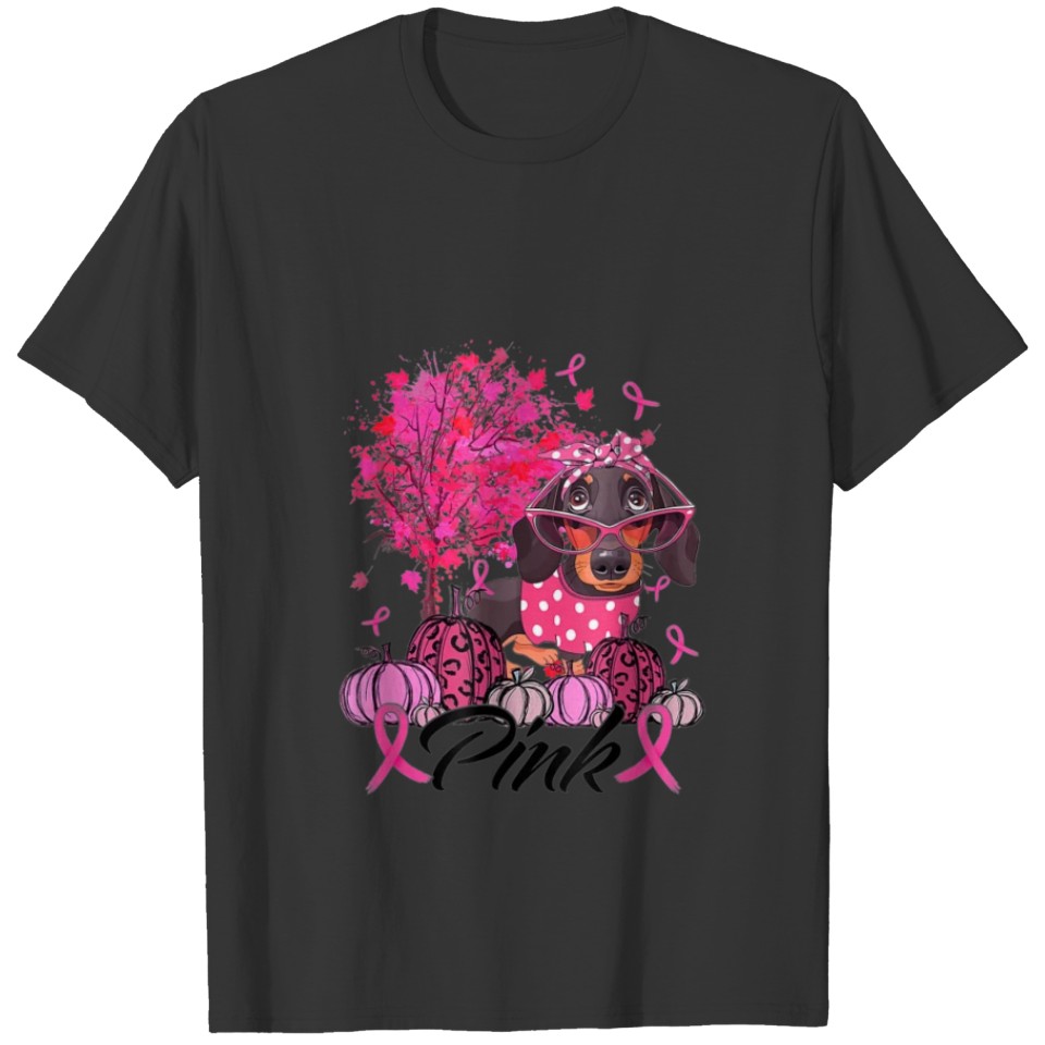 Breast Cancer Pink Dachshund T Shirts