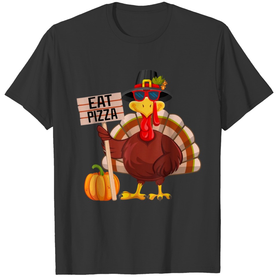 Turkey Eat Pizza Vegan Kids Funny Thanksgiving T Shirts