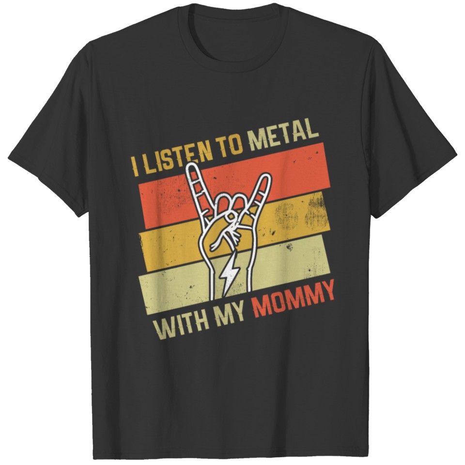 Vintage Metal With Mommy Metal Kid Music Lover T Shirts