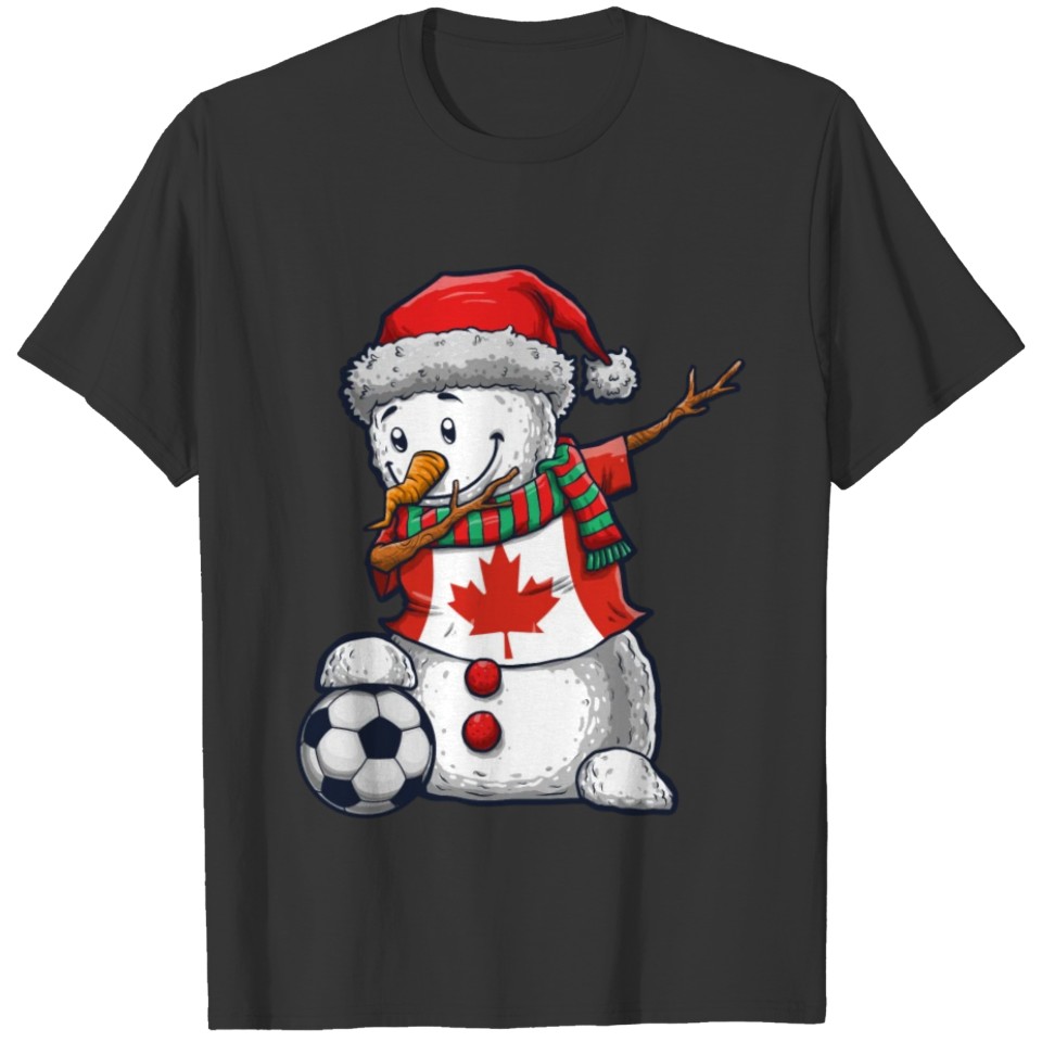 Soccer Boy Dabbing Snowman Christmas Jersey T Shirts