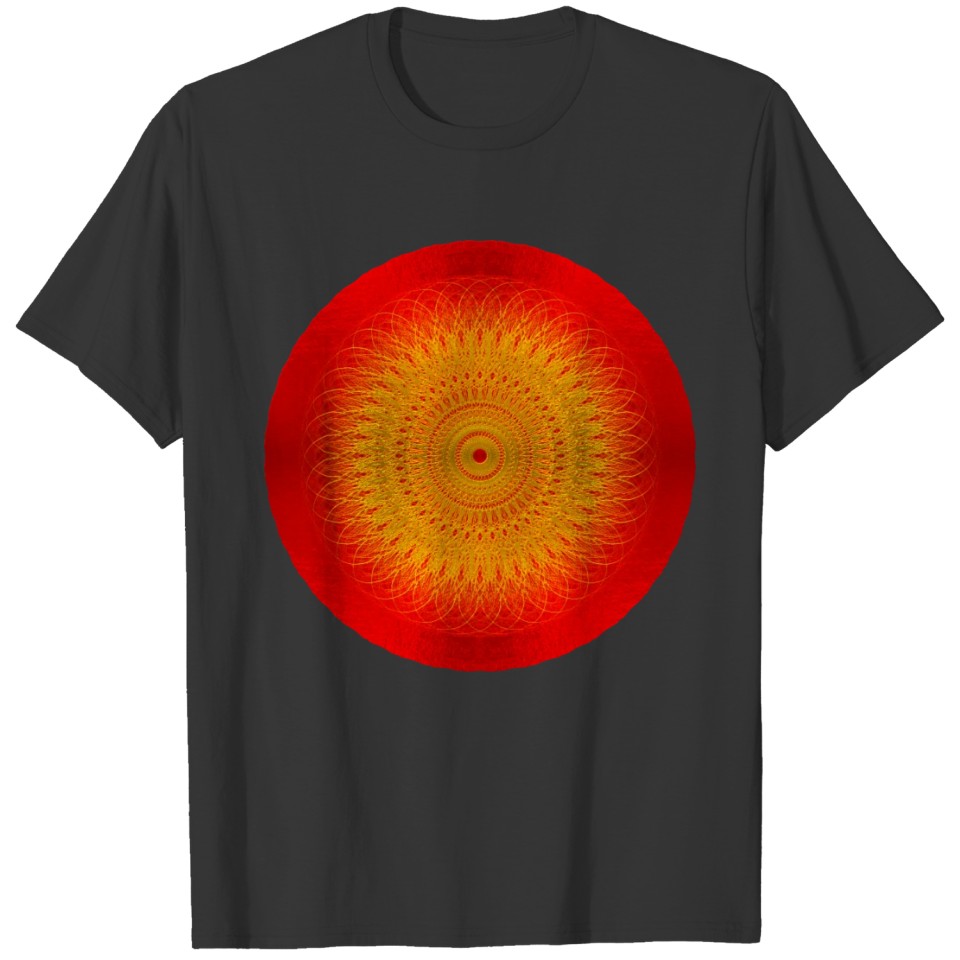 Red Circle Golden Sun Illustration T Shirts