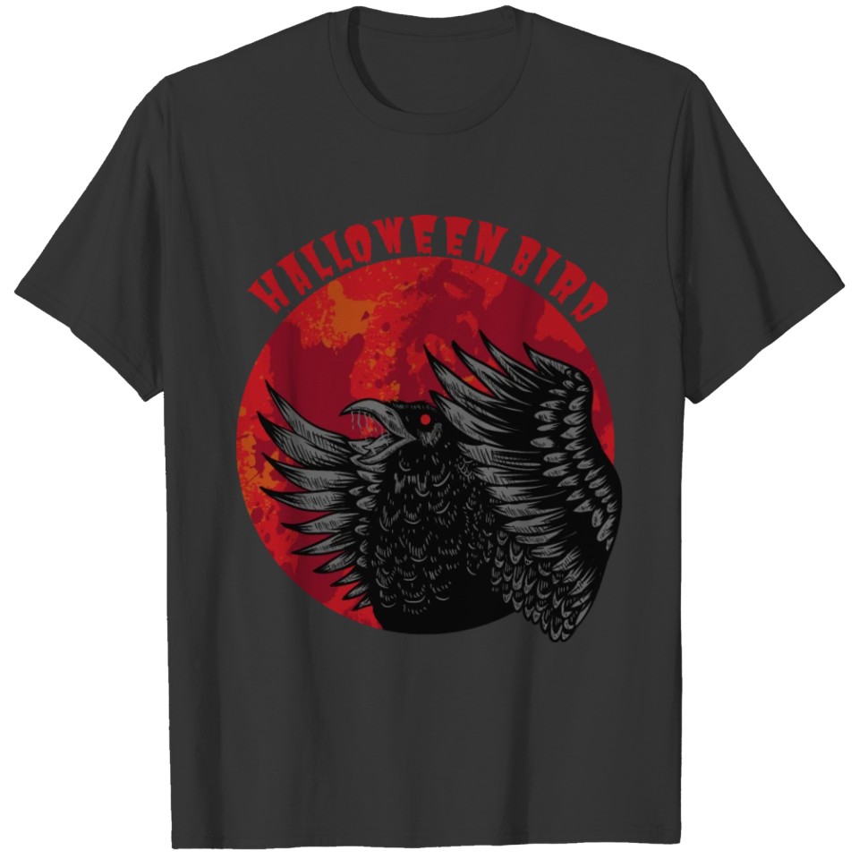 Red Black Illustrated Gothic Halloween T Shirts