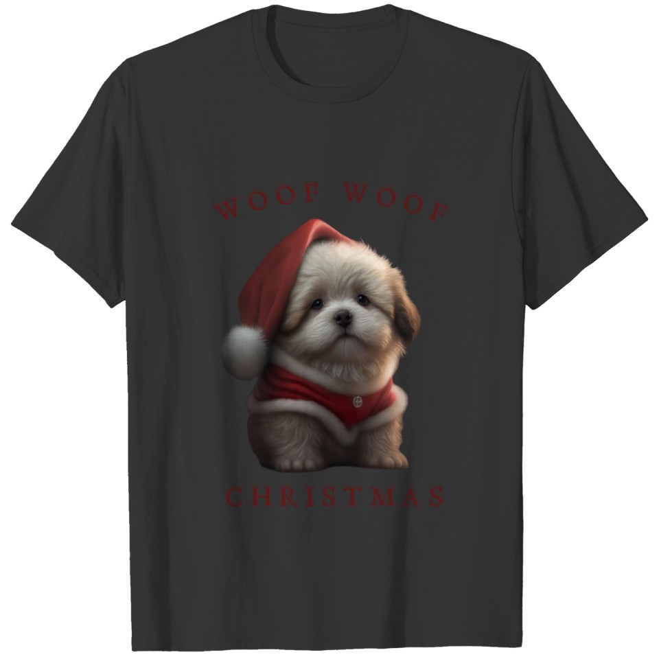 Cute dog wearing santa costume T Shirts
