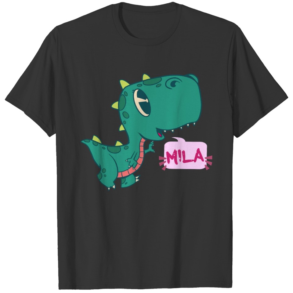 MILA - Lovely girl name with cute dinosaur T Shirts