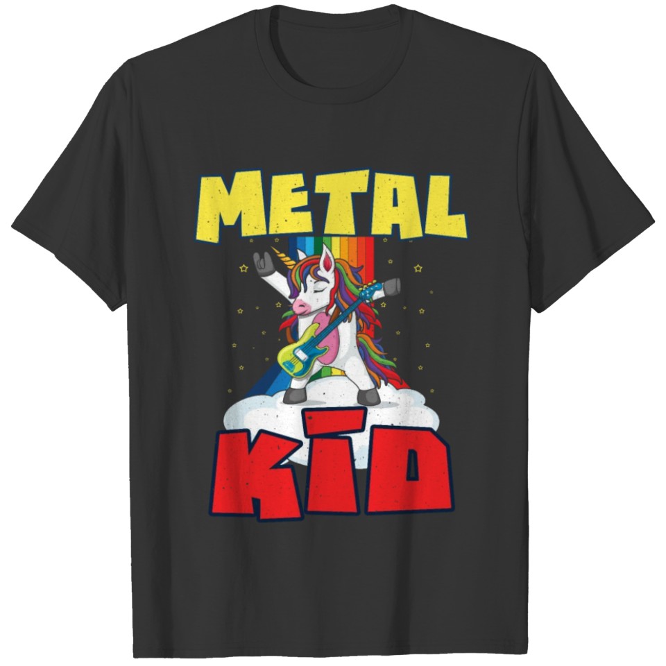Rock Sign Guitar Unicorn Rainbow Metal Kid Music T Shirts