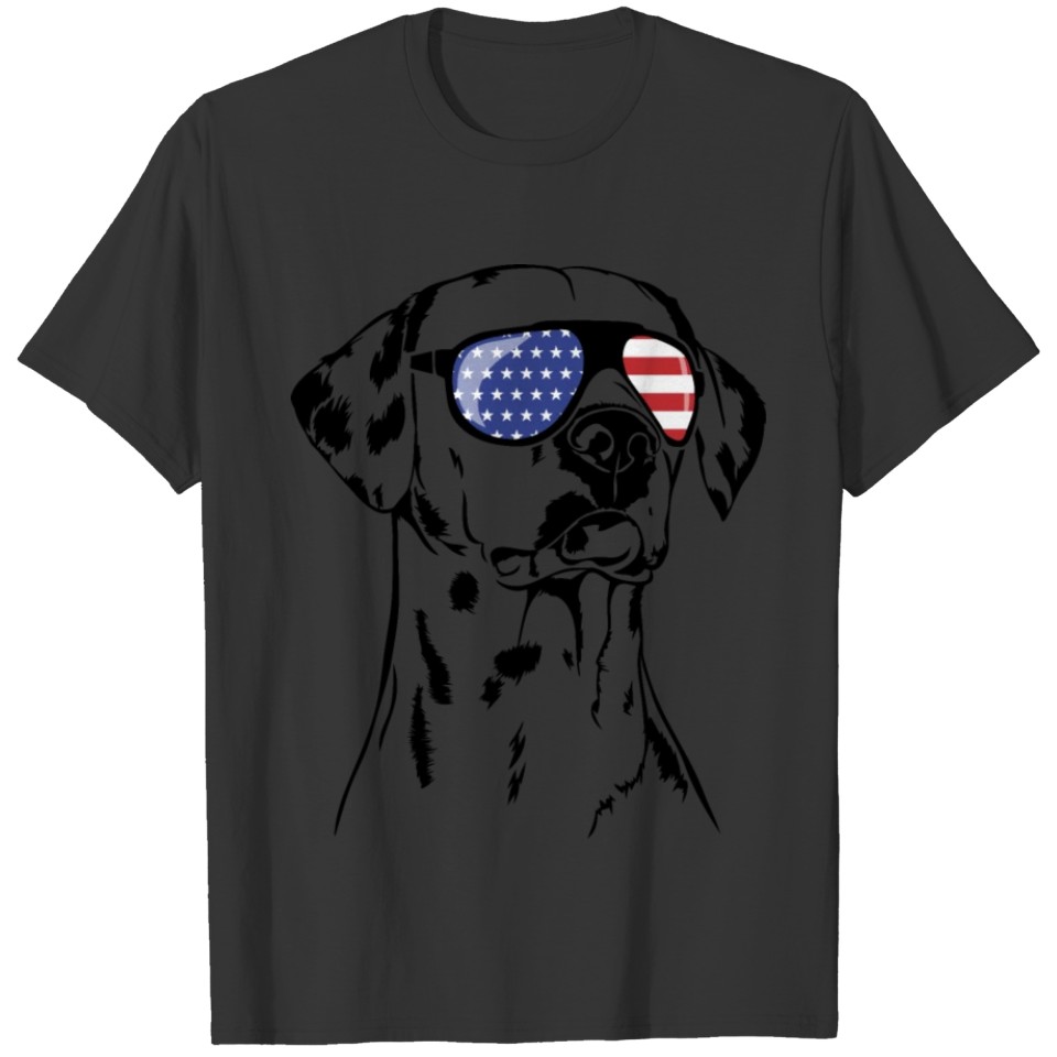 Patriotic Dalmatian American Flag dog Wilsigns T Shirts