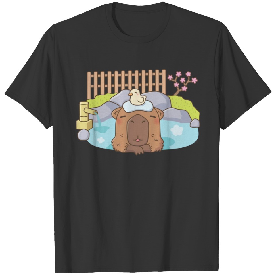 Cute Capybara Relaxing in Onsen Hot Spring T Shirts