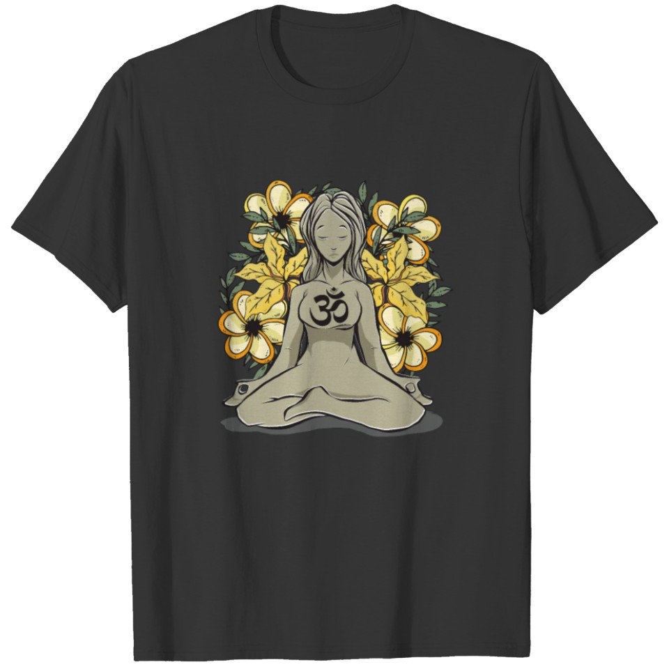 Positive Mediating Girl Flower Bouquet Zen Meditat T Shirts