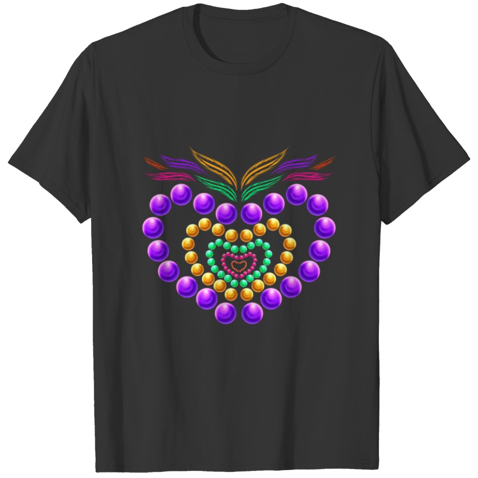 Purple, Yellow Golden And Green Beads Heart For T Shirts